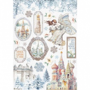 Stamperia A4 Rice Paper - Winter Tales Castle - DFSA4584