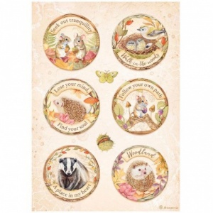 Stamperia A4 Rice Paper - Woodland - Rounds - DFSA4819