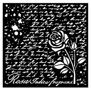 Stamperia Stencil - Rose Parfum - Manuscript with Rose - KSTDQ77