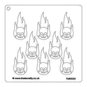 That's Crafty! 6ins x 6ins Stencil - Flaming Skulls - TC60020