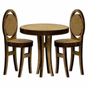 That's Crafty! Surfaces MDF Inside Story - Miniature Bistro Table & 2 Chairs