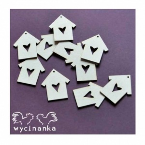 Wycinanka Chipboard - Small Houses with Heart Cut Out