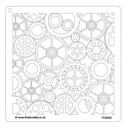 That's Crafty! 8ins x 8ins Stencil Cogs & Gears TC8022 Thats Crafty