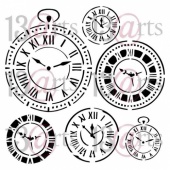 13 Arts Stencil - Back in Time - Clocks