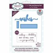 Creative Expressions Sue Wilson Bold Shadowed Sentiments Die and Stamp Set - Wishes