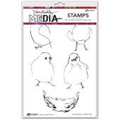 Dina Wakley Media Cling Mount Stamp Set - Nested Birds