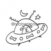 Rubber Moon - Effie Glitzfinger - Wood Mounted Stamp - Doggy Spaceship