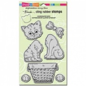 STAMPENDOUS! Fran's Cling Rubber Stamp Set - Pop Up Kitties