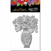 STAMPENDOUS! Laurel Burch Cling Rubber Stamp - Floral Vase