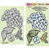 STAMPENDOUS! Jumbo Cling Rubber Stamp and Die Set - Hydrangea Garden