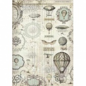 Stamperia A3 Rice Paper - Voyages Fantastiques - Balloon
