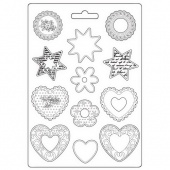 Stamperia A4 Soft Mould - Blue Land - Stars and Hearts - K3PTA4563