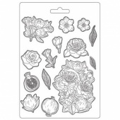 Stamperia A4 Soft Mould - Casa Granada - Pomegranade and Flowers - K3PTA4523