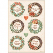 Stamperia A4 Rice Paper - All Round Xmas - 6 Garlands - DFSA4805