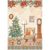 Stamperia A4 Rice Paper - All Round Xmas - Sweet Room - DFSA4807