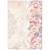Stamperia A4 Rice Paper - Romance Forever - Floral Border - DFSA4832