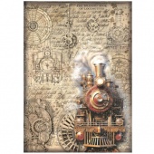 Stamperia A4 Rice Paper - Sir Vagabond in Fantasy World - Train - DFSA4845