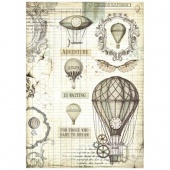 Stamperia A4 Rice Paper - Voyages Fantastiques - Balloon - DFSA4837