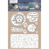 Stamperia Cling Mounted Stamp Set - Cosmos Infinity - Sun and Moon - WTKCC217