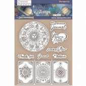 Stamperia Cling Mounted Stamp Set - Cosmos Infinity - Zodiac and Cards - WTKCC220