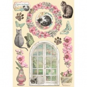 Stamperia Wooden Shapes - Orchids and Cats - KLSP155