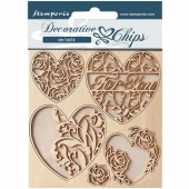 Stamperia Decorative Chips - Rose Parfum - Hearts - SCB154
