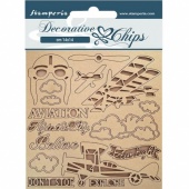 Stamperia Decorative Chips - Sir Vagabond Aviator - Aviation - SCB130