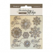 Stamperia Decorative Chips - Snowflakes - SCB174
