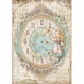 Stamperia A4 Rice Paper - Alice Clock - DFSA4602