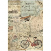 Stamperia A4 Rice Paper - Around the World - Bicycle - DFSA4776
