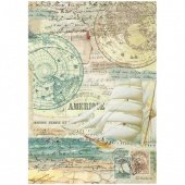 Stamperia A4 Rice Paper - Around the World - Sailing Ship - DFSA4773