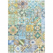 Stamperia A4 Rice Paper - Blue Dream - Floor Tiles - DFSA4740