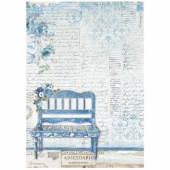 Stamperia A4 Rice Paper - Blue Land - Bench - DFSA4787