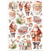 Stamperia A4 Rice Paper - Classic Christmas Santa Claus - DFSA4593