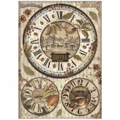 Stamperia A4 Rice Paper - Coffee and Chocolate - Clocks - DFSA4823