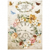 Stamperia A4 Rice Paper - Garden of Promises - Cherish Every Moment Clock - DFSA4689