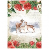 Stamperia A4 Rice Paper - Home for the Holiday - Deer - DFSA4707
