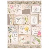 Stamperia A4 Rice Paper - Romantic Garden House - Letters and Flowers - DFSA4669