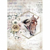 Stamperia A4 Rice Paper - Romantic Horses Lady Frame - DFSA4580
