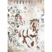 Stamperia A4 Rice Paper - Romantic Horses Running Horse - DFSA4579