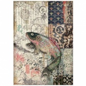Stamperia A4 Rice Paper - Sir Vagabond in Japan - Mechanical Fish - DFSA4609