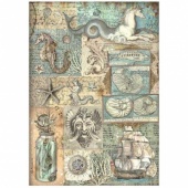 Stamperia A4 Rice Paper - Songs of the Sea - Texture - DFSA4813