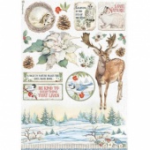 Stamperia A4 Rice Paper - Winter Tales Poinsettia - DFSA4585