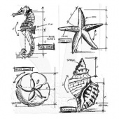 Tim Holtz Cling Mounted Stamp Set - Nautical Blueprint - CMS194